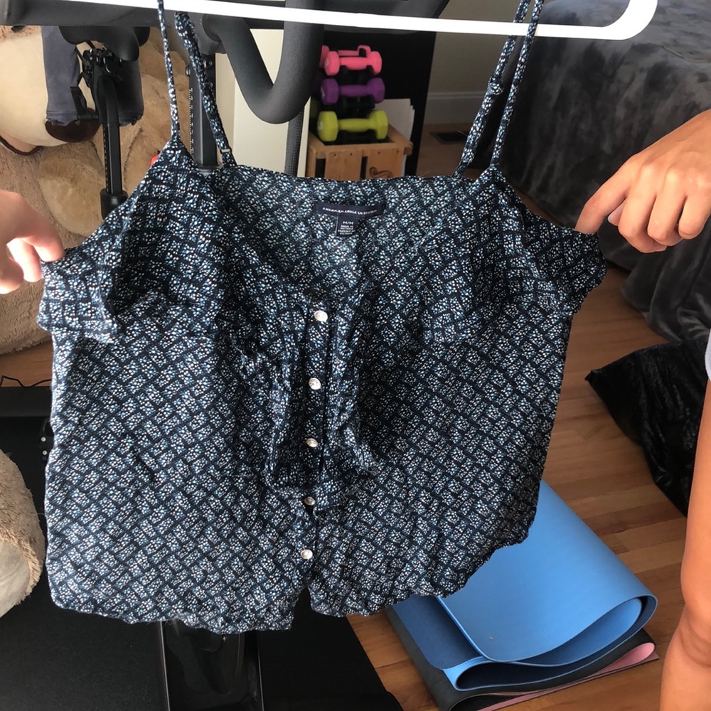 AE Patterned Button Tank Top